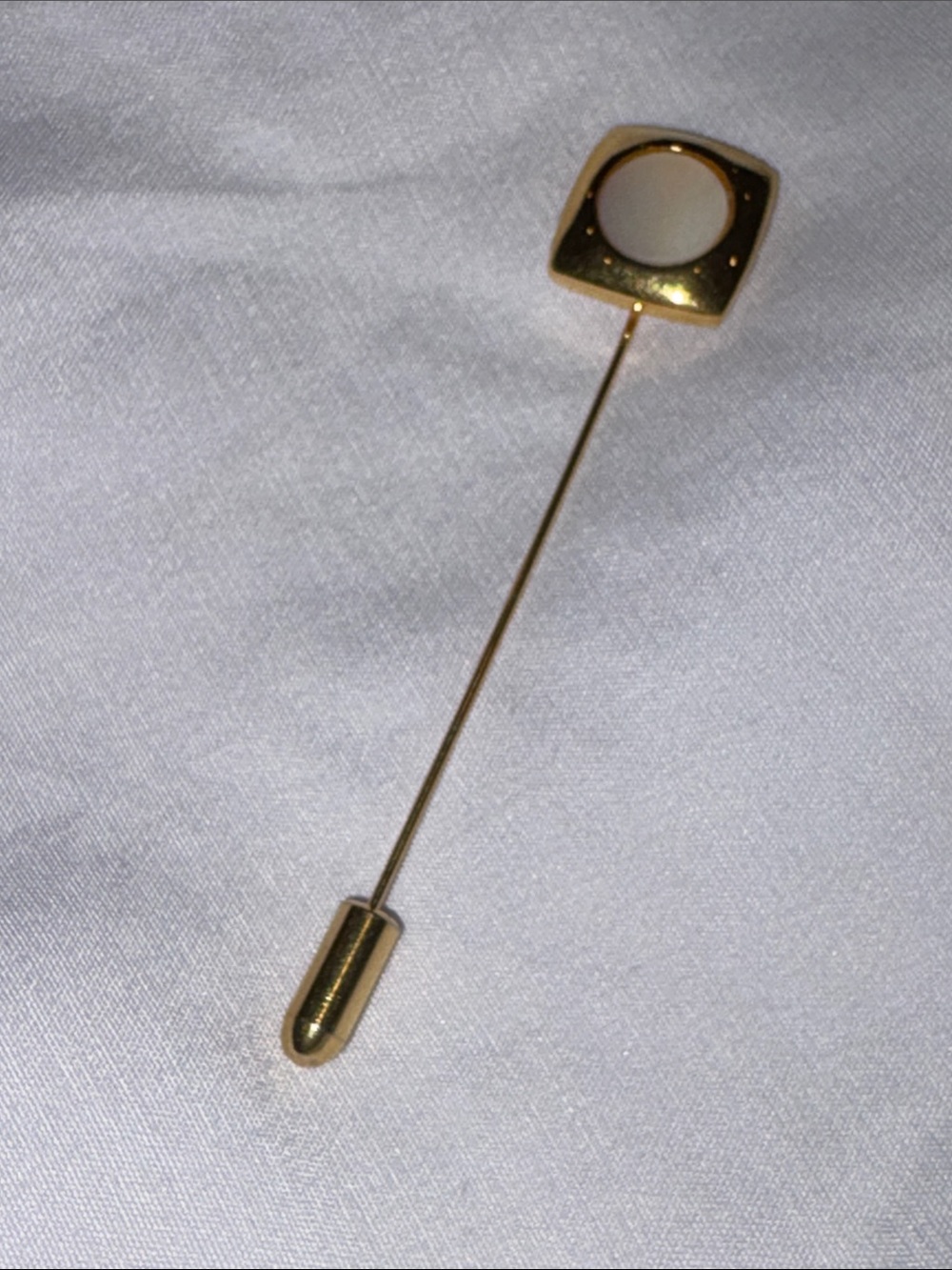Vintage Givenchy 1977 Stick Pin Brooch Mother of Pearl / Gold Tone